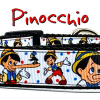 Pinocchio dog collar handmade adjustable buckle collar 1" wide or leash movie