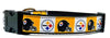 Steelers dog collar handmade adjustable buckle football 1" or 5/8" wide or leash