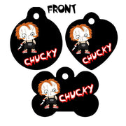 Pet ID Tag Chucky Personalized Custom Double Sided Pet Tag w/name & number - Furrypetbeds