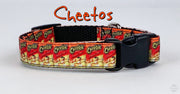 Cheetos dog collar handmade adjustable buckle collar 5/8" wide or leash fabric Petcollarshandmade