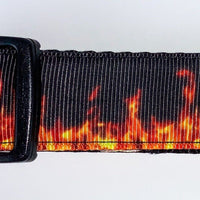 Flames dog collar Handmade adjustable buckle collar 1"wide or leash Motorcycle