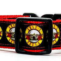 Guns N Roses dog collar handmade adjustable buckle collar 1"or 5/8"wide or leash