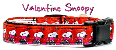 Snoopy Valentine dog collar handmade adjustable buckle collar 5/8