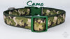 Green Camo dog collar handmade adjustable buckle 1"or 5/8" wide or leash hunting