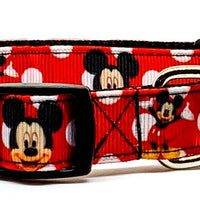 Mickey Mouse Dog collar handmade adjustable buckle collar 5/8" wide or leash Petcollarshandmade