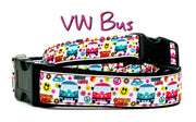 VW Bus dog collar handmade  adjustable buckle collar 1" or 5/8" wide or leash