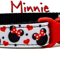 Minnie Mouse dog collar Disney handmade adjustable buckle 1"or 5/8"wide or leash Petcollarshandmade