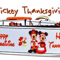 Mickey Thanksgiving dog collar handmade adjustable buckle collar 1"wide or leash Petcollarshandmade