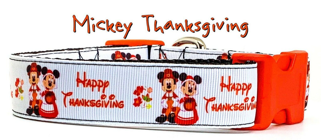 Mickey Thanksgiving dog collar handmade adjustable buckle collar 1"wide or leash Petcollarshandmade