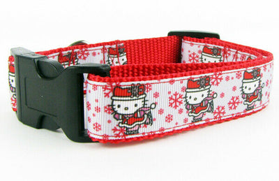 Hello Kitty Winter dog collar Handmade adjustable buckle collar 1
