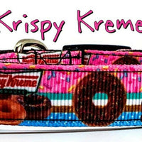 Krispy Kreme dog collar handmade adjustable buckle 1"or 5/8" wide or leash