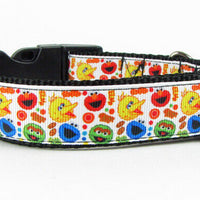 Sesame Street dog collar handmade adjustable buckle collar 1" wide or leash