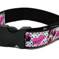 Minnie Mouse Dog collar handmade adjustable buckle 1" or 5/8" wide leash