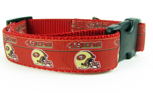 SF 49ers dog collar handmade adjustable buckle collar football 1" wide or leash