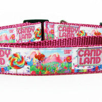 Candyland dog collar handmade adjustable buckle collar 1" wide or leash