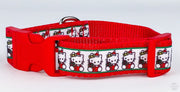 Hello Kitty Christmas dog collar Handmade adjustable buckle collar 1" wide or leash Petcollarshandmade