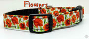Flowers dog collar handmade adjustable buckle collar 5/8" wide or leash fabric - Furrypetbeds