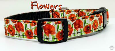 Flowers dog collar handmade adjustable buckle collar 5/8