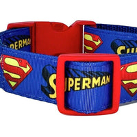 Superman dog collar handmade adjustable buckle collar 1" or 5/8" wide or leash Petcollarshandmade