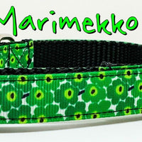 Marimekko Flowers dog collar handmade adjustable buckle collar 5/8" wide narrow