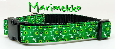 Marimekko Flowers dog collar handmade adjustable buckle collar 5/8