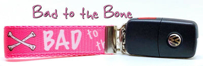 Bad To The Bone pink Key Fob Wristlet Keychain 1