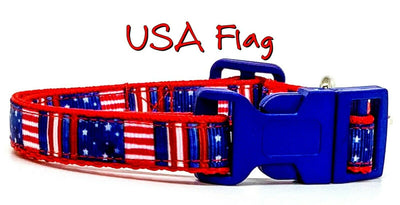 USA Flag cat or small dog collar 1/2