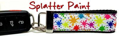 Splatter Paint Key Fob Wristlet Keychain 1 1/4