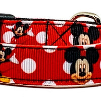 Mickey Mouse Dog collar handmade adjustable buckle collar 5/8" wide or leash Petcollarshandmade