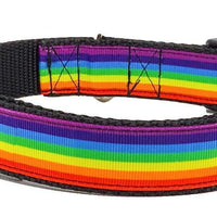 Rainbow Pride dog collar handmade adjustable buckle 1" or 5/8" or 1/2" wide