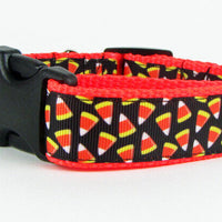 Halloween Candy Corn dog collar handmade adjustable buckle collar 1"wide or leash
