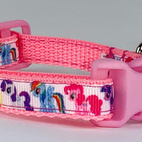 My Little Pony cat & small dog collar 1/2"wide adjustable handmade bell or leash Petcollarshandmade