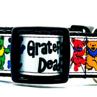 Grateful Dead dog collar Rock handmade adjustable buckle 1"or 5/8"wide or leash