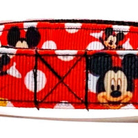 Mickey Mouse Dog collar handmade adjustable buckle collar 5/8" wide or leash Petcollarshandmade