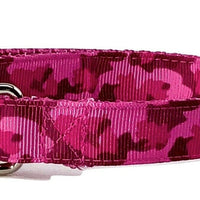 Pink Camo Dog collar handmade adjustable buckle 5/8" wide or leash small dog Petcollarshandmade