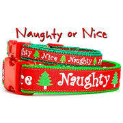 Naughty or Nice Christmas dog collar handmade adjustable buckle 1" or 1/2"wide Petcollarshandmade