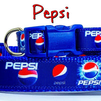 Pepsi dog collar handmade adjustable buckle collar 5/8" wide or leash soda pop
