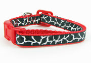 Animal Print cat or small dog collar 1/2" wide adjustable handmade bell or leash