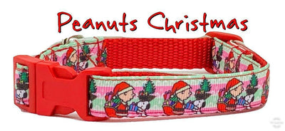 Peanuts Christmas dog collar handmade adjustable buckle collar 5/8