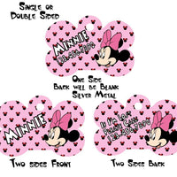 Pet ID Tag Minnie Mouse Personalized Custom Double Sided Pet Tag w/name & num