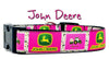 John Deere dog collar handmade adjustable buckle 1"or 5/8" wide or leash Pink