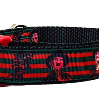 Freddy Krueger dog collar handmade adjustable buckle 1" or 5/8" wide or leash