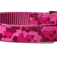 Pink Camo Dog collar handmade adjustable buckle 5/8" wide or leash small dog Petcollarshandmade