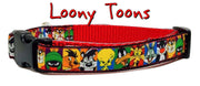 Loony Toons Dog collar handmade adjustable buckle collar 5/8" wide or leash Petcollarshandmade