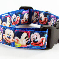 Mickey Mouse dog collar handmade adjustable buckle 1" or 5/8" wide leash Petcollarshandmade