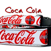 Coca Cola Dog collar handmade adjustable buckle collar 5/8" wide leash fabric Petcollarshandmade