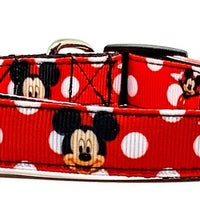 Mickey Mouse Dog collar handmade adjustable buckle collar 5/8" wide or leash Petcollarshandmade