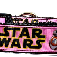 Star Wars dog collar handmade adjustable buckle 1" wide or leash movie Girl Pink