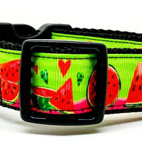 Watermelon dog collar handmade adjustable buckle collar 1"or 5/8" wide or leash Petcollarshandmade