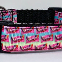 Skittles dog collar handmade adjustable buckle collar 5/8" wide or leash fabric